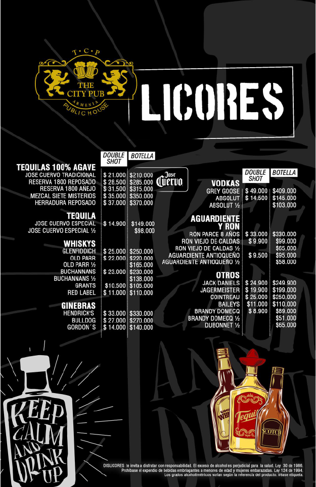 Carta de The City Pub en Armenia, Quindio — página 5